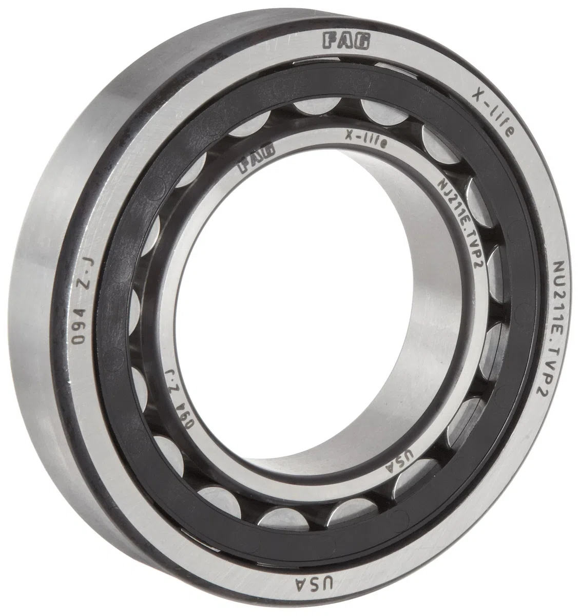FAG nj206e-tvp2-c3 Zylindrische Roller Bearing, einreihig, gerade Bohrung,abnehmbarer Ring, innen Flansch, Hohe Kapazität, Polyamid/Nylon Käfig,C3 Clearance, metrisches,30 mm ID,62 mm OD,16 mm Breite