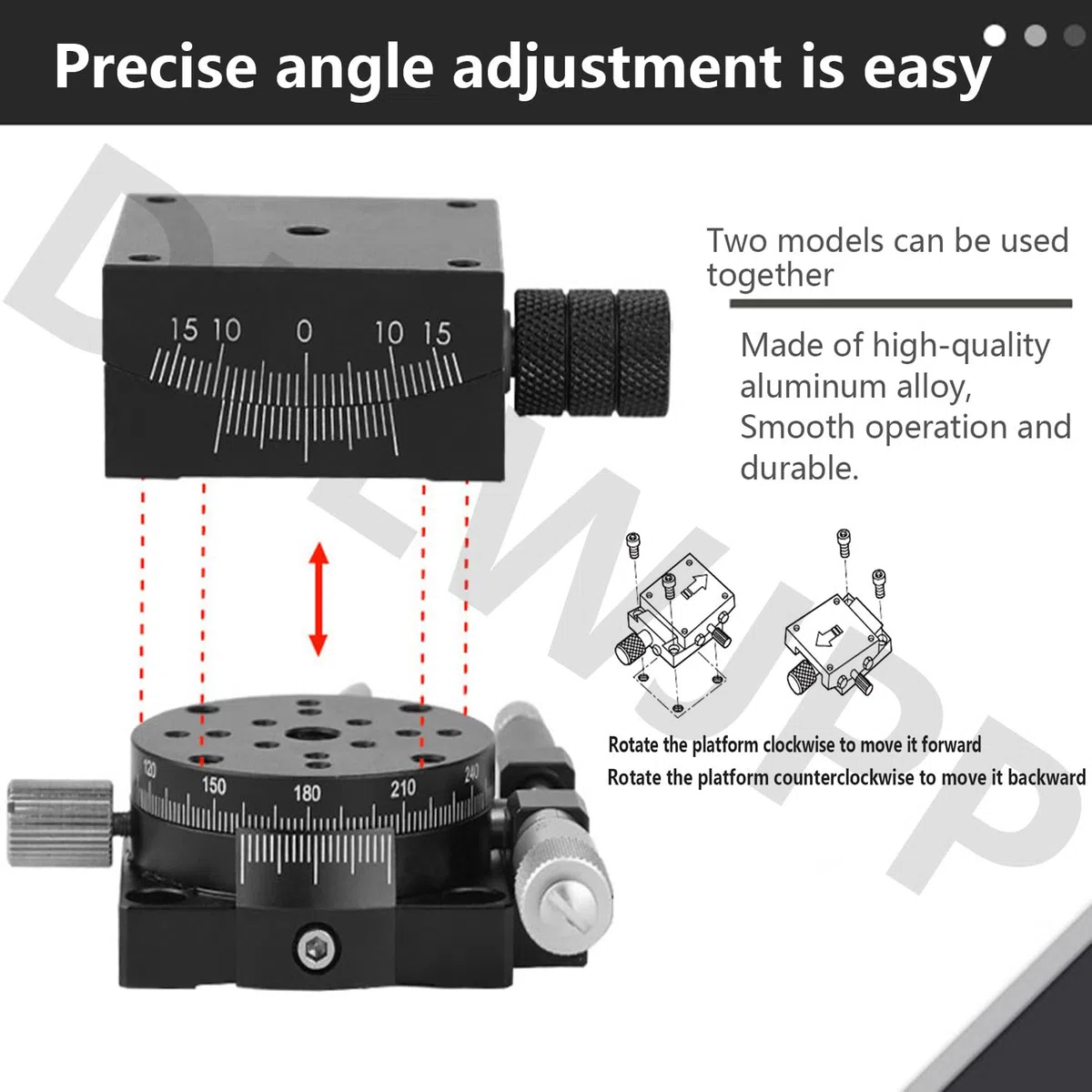 Manueller Radian-Winkeltisch Goniometer Schwenktisch Messung der Verschiebung Radian Manueller Linearer Xy Achsen-Tisch für Optische Gerätepositionierung
