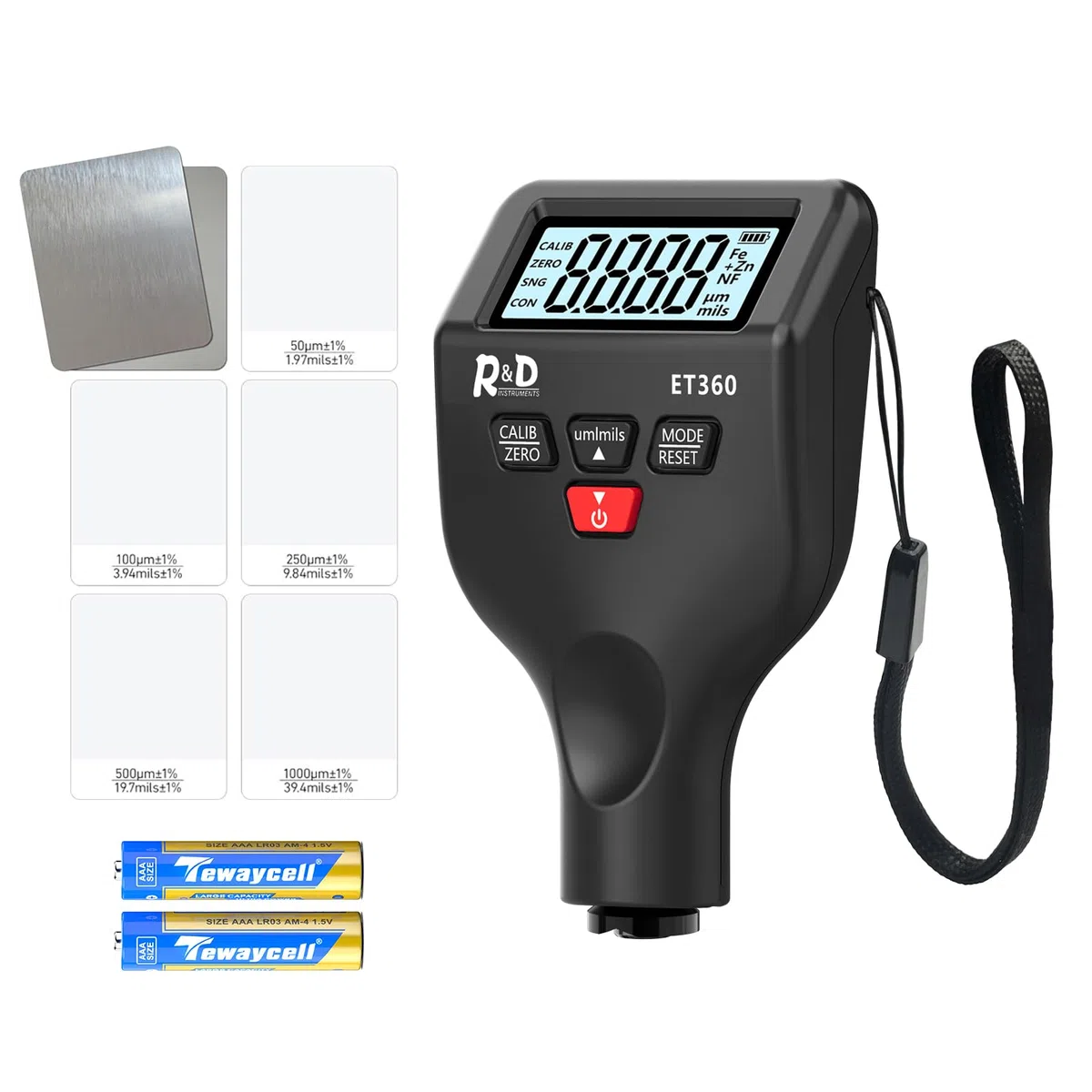 Lackmessgerät Auto RDINSCOS Schichtdickenmessgerät Autolack Lackdickenmessgerät für Auto Car Karosserie 0-1500μm LCD Display Für Eisen Aluminium und Zinkdetektion
