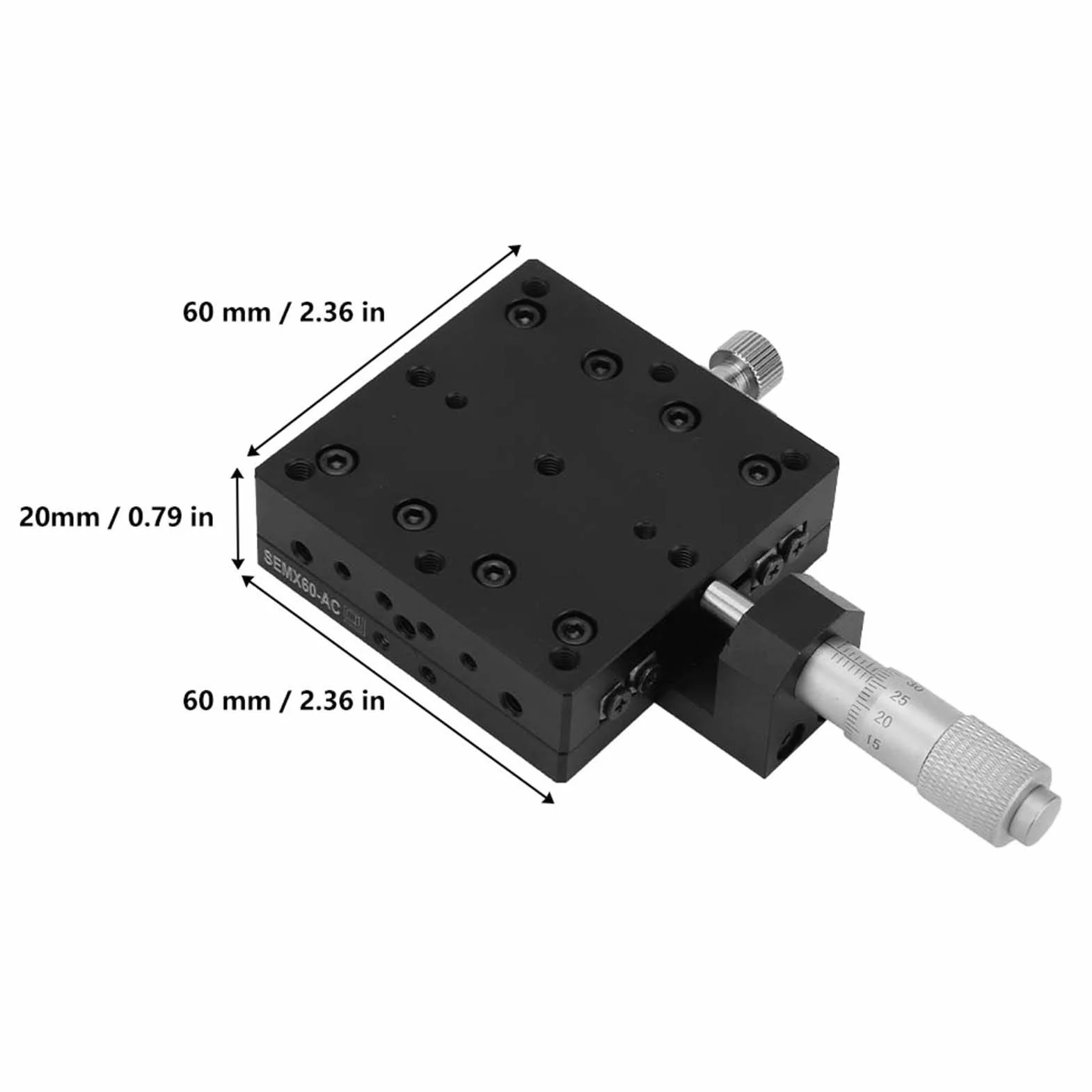 Manueller Lineartisch, Manuelle Trimmplattform, X-Mikrometer Manuelle Feinabstimmung Kreuzrollen-Präzisionslineartische 60 * 60 Mm für Präzisionsinspektion und Gerätepositionierung