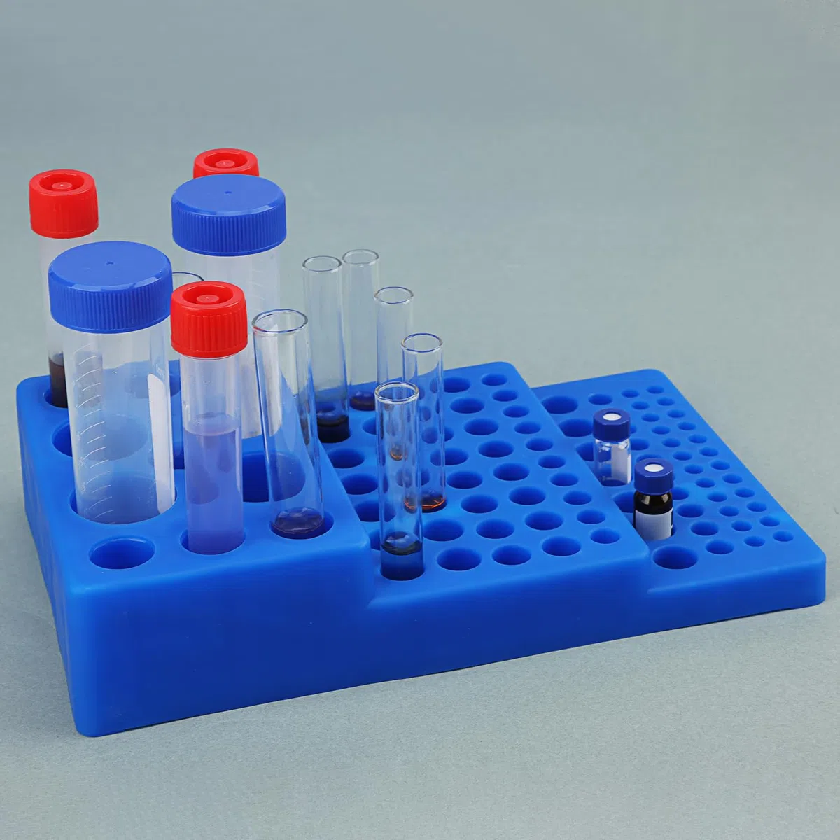 stonylab Zentrifugen Röhrchen Rack (1er-Pack), 92-Brunnen Multifunktionell Abgestuftes Design Trapezförmiges Zentrifugenröhrchengestell aus Kunststoff, Hochtemperaturbeständig, Blau