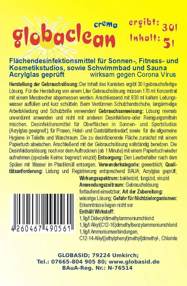 Flächen-Desinfektionsmittel alkoholfrei, breites Wirkungsspektrum, 5 L Konzentrat