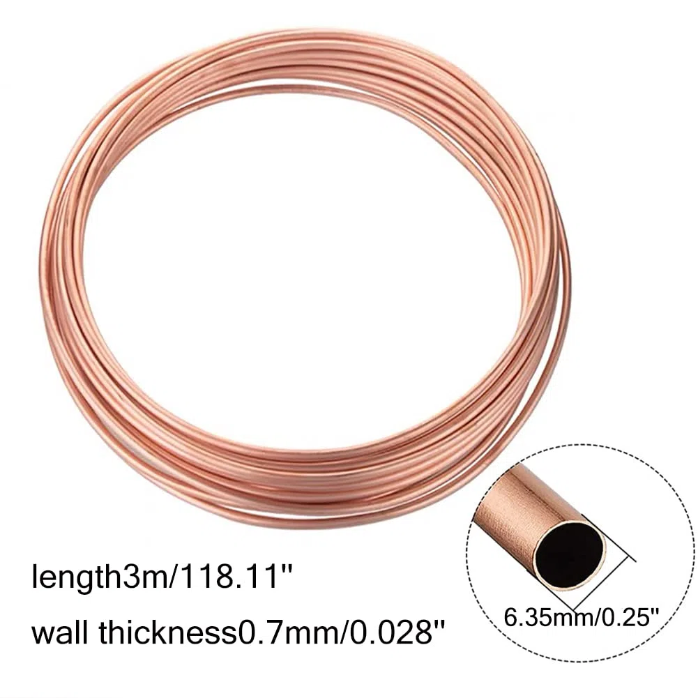 Kupfer kühlrohr Weiches Kupferrohr für Kühlgerät OD2mm2.5mm3mm4mm5mm6mm6.35mmDicke0.5mm1mmLänge3m,6.35mm*0.7mm*3m