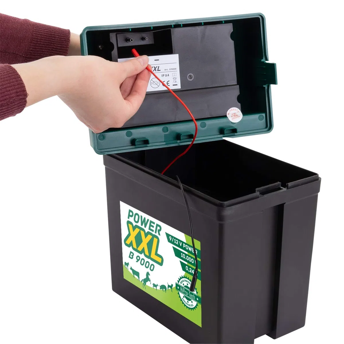 B 9.000 Effektives Weidezaungerät 9V/12V Elektrozaungerät für einen sicheren Weidezaun, Pferd, Pony, Rind