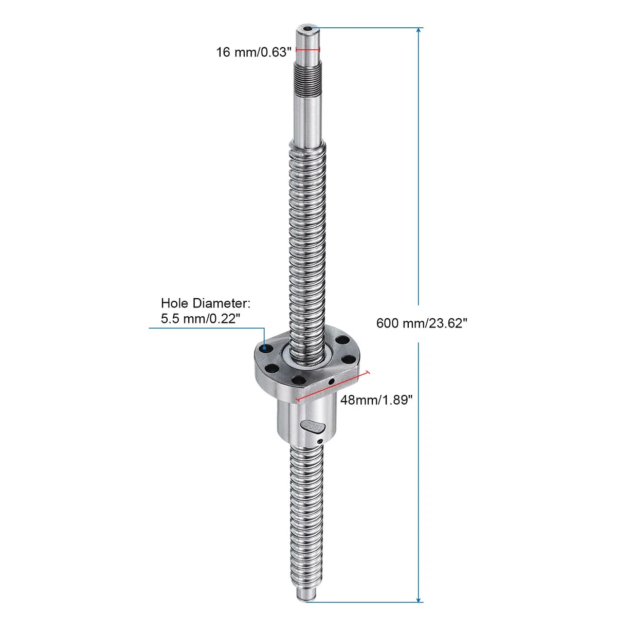 QUARKZMAN Kugelumlaufspindel SFU1605 (Durchmesser 16mm, Steigung 5mm, Länge 600mm) mit Kugelumlaufmutter Anti-Backlash Kugelumlaufspindel-Kit Standard-Endbearbeitung für BK/BF12