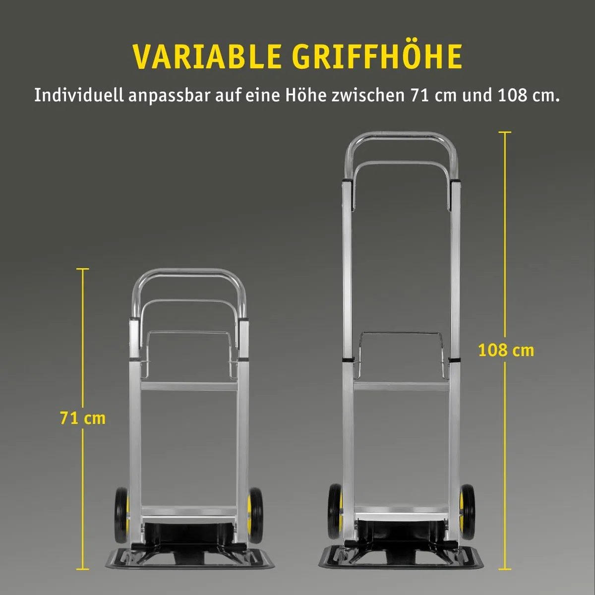 MISTER TOOL Alu-Sackkarre 90kg: Leichte und stabile Transportlösung für den Alltag, 390 x 240 mm Fläche, einstellbare Höhe, Faltbare Transportfläche & einfahrbarer Griff