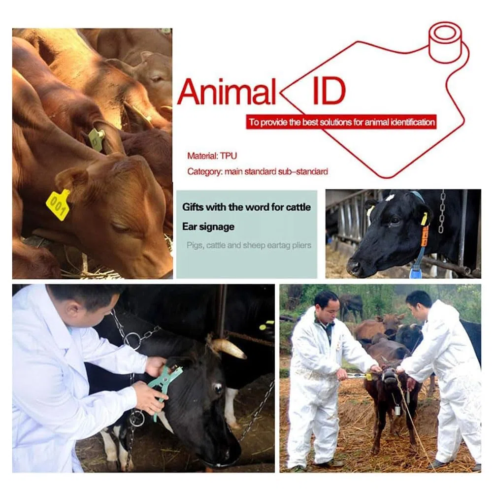100 Stück Rinder-Ohrmarken Nr. 001-500, Kunststoff-Ohrmarken für Nutztiere für Kühe, Ziegen, Schafe, Schweine, Tieridentifikations-Ohrringe Rosa 7.5 * 10cm (2.95 * 3.93in) 201-300