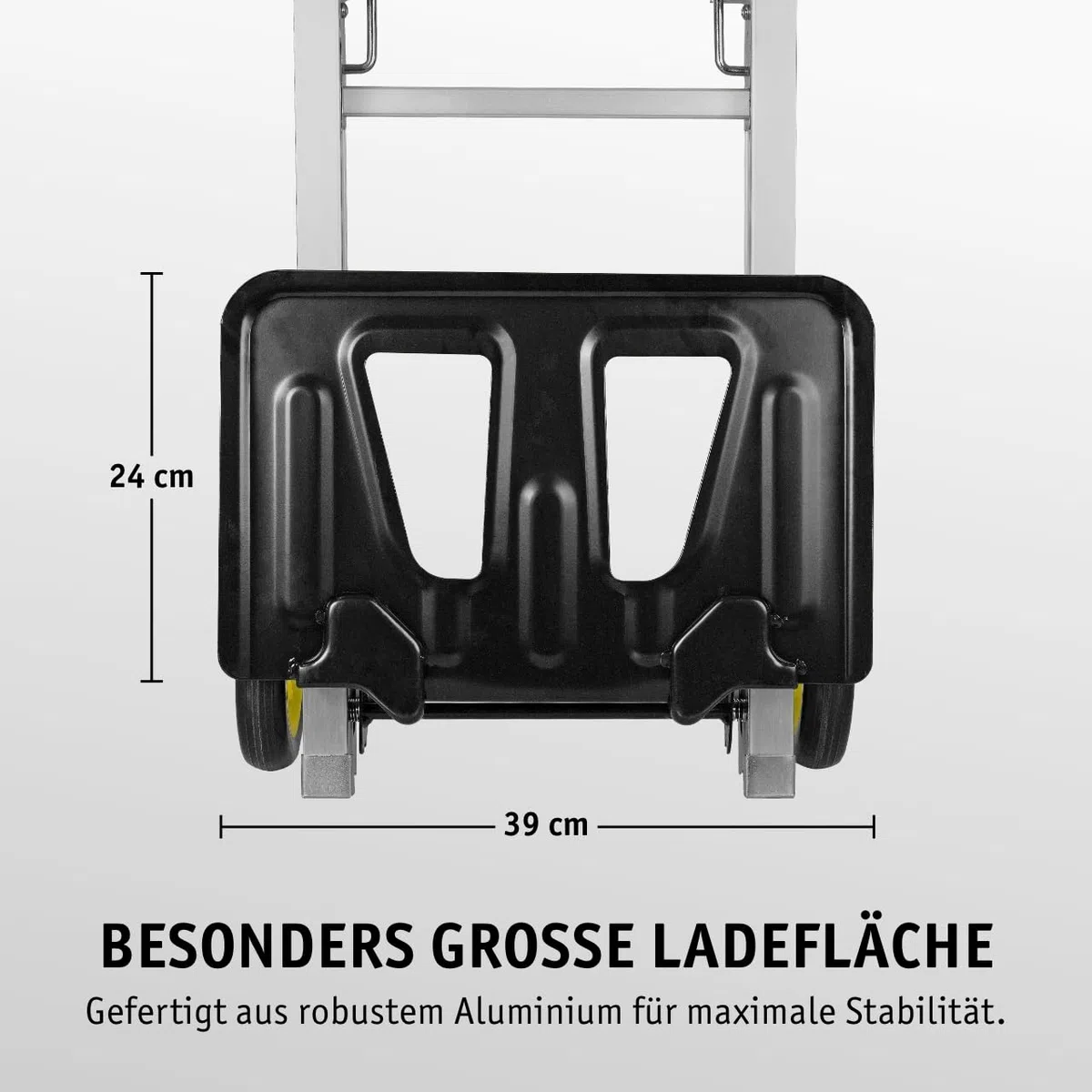 MISTER TOOL Alu-Sackkarre 90kg: Leichte und stabile Transportlösung für den Alltag, 390 x 240 mm Fläche, einstellbare Höhe, Faltbare Transportfläche & einfahrbarer Griff