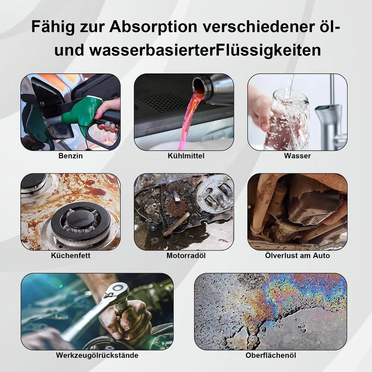100 Stück Ölsaugtücher Ölauffangmatte Werkstatt Matte Abreißbares Ölsaugtücher für Zuhause Keller Garage Küche für Verschüttete Flüssigkeiten auf Öl Wasserbasis(25 x 33 cm)