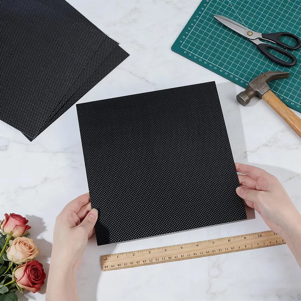 OLYCRAFT 3er Pack 240x240x1.5MM Kohlefaserplatte 3K Echte Kohlenstofffasermatte 100% 3K Laminatplatte Platte Leichtgewicht Hochfeste Platte für RC Flugzeuge Drohne Laptop Reparaturplatte