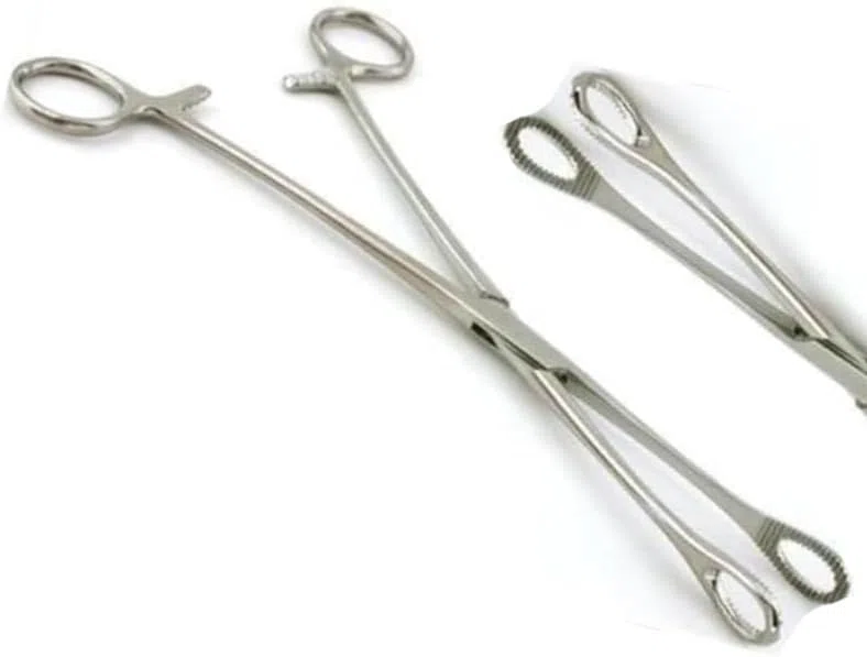 Schwammzange - Piercing Klemme Zange - rund - chirurgische instrumente - Piercingklemme mit Zahnung aus Edelstahl - 24 cm