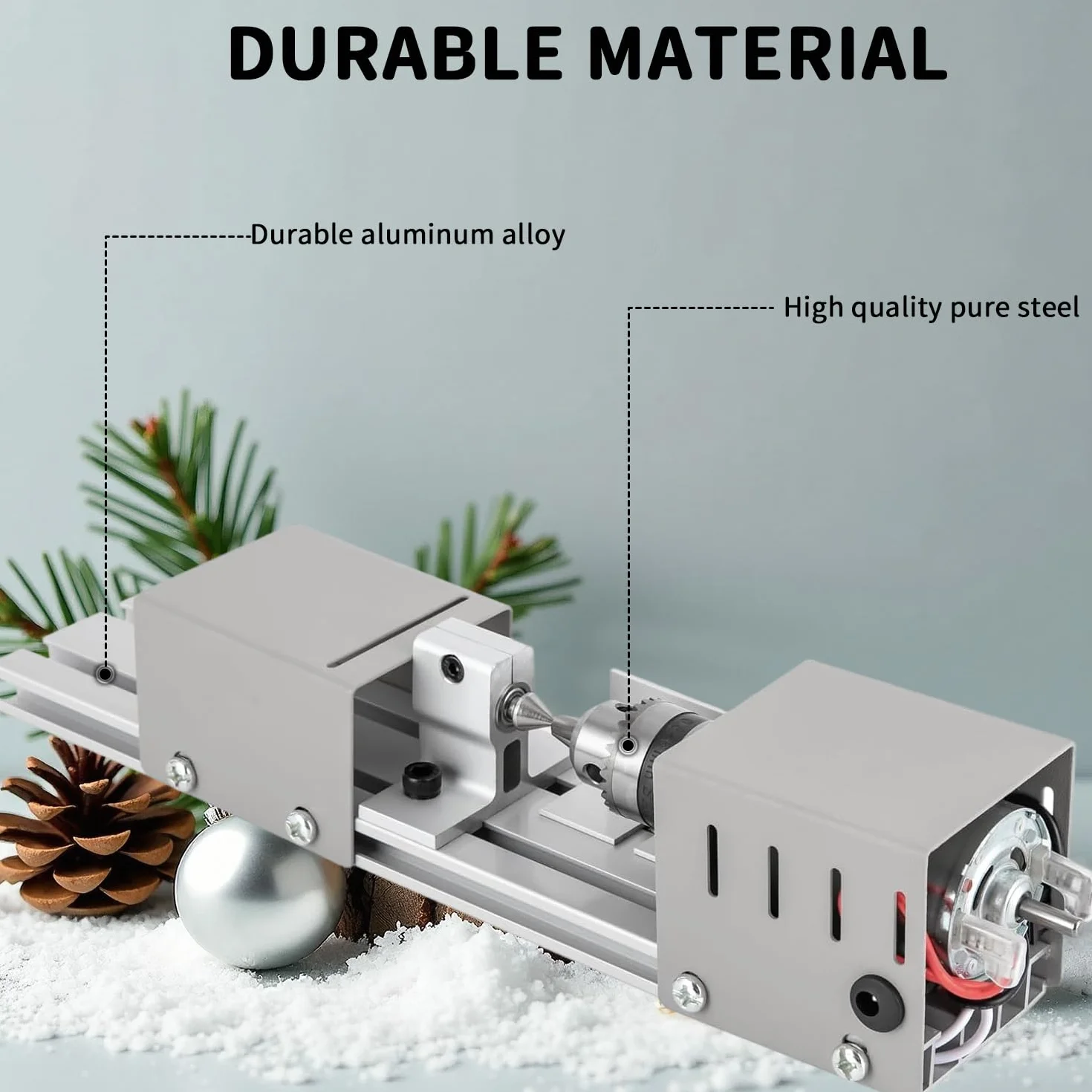 Mini Drehmaschine, Drehbank 2000-8000U/min, Metall Kleine Drehbank mit 7 Gang Einstellung, Klemmbereich von 0.02-0.24 Zoll, Drehmaschine Metall für Dreh, Einstech, Schleif