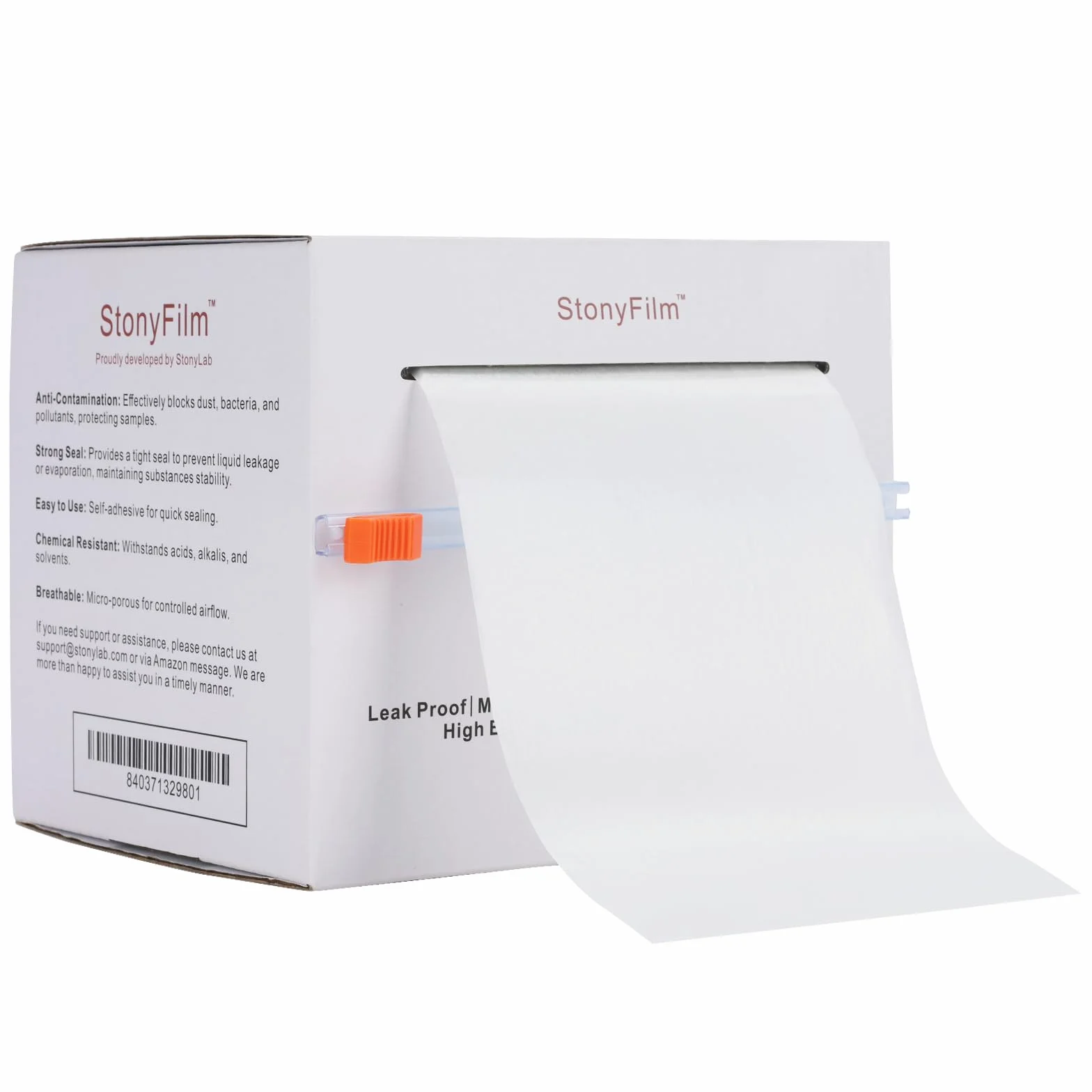 stonylab Laborschutzfolie, 10 cm Breit x 38 m Lang, Flexibel und Hoch Dehnbar (Über 500%), Selbstklebende Folie für Sicheren Laborkontainer, Verhindert Leckagen und Verdunstung