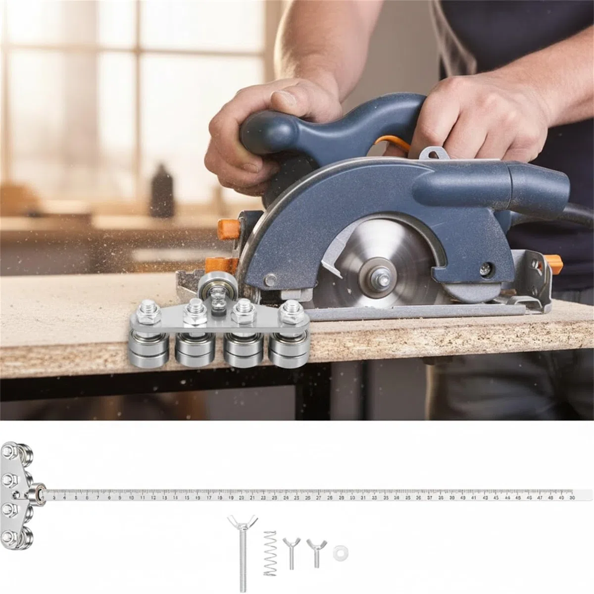 Positioning Calipers for Precise Measurements & Easy Wood Cutting, Circular Saw Straight Line Guide, Adjustable Stainless Steel Rip Fence Tool (60cm)