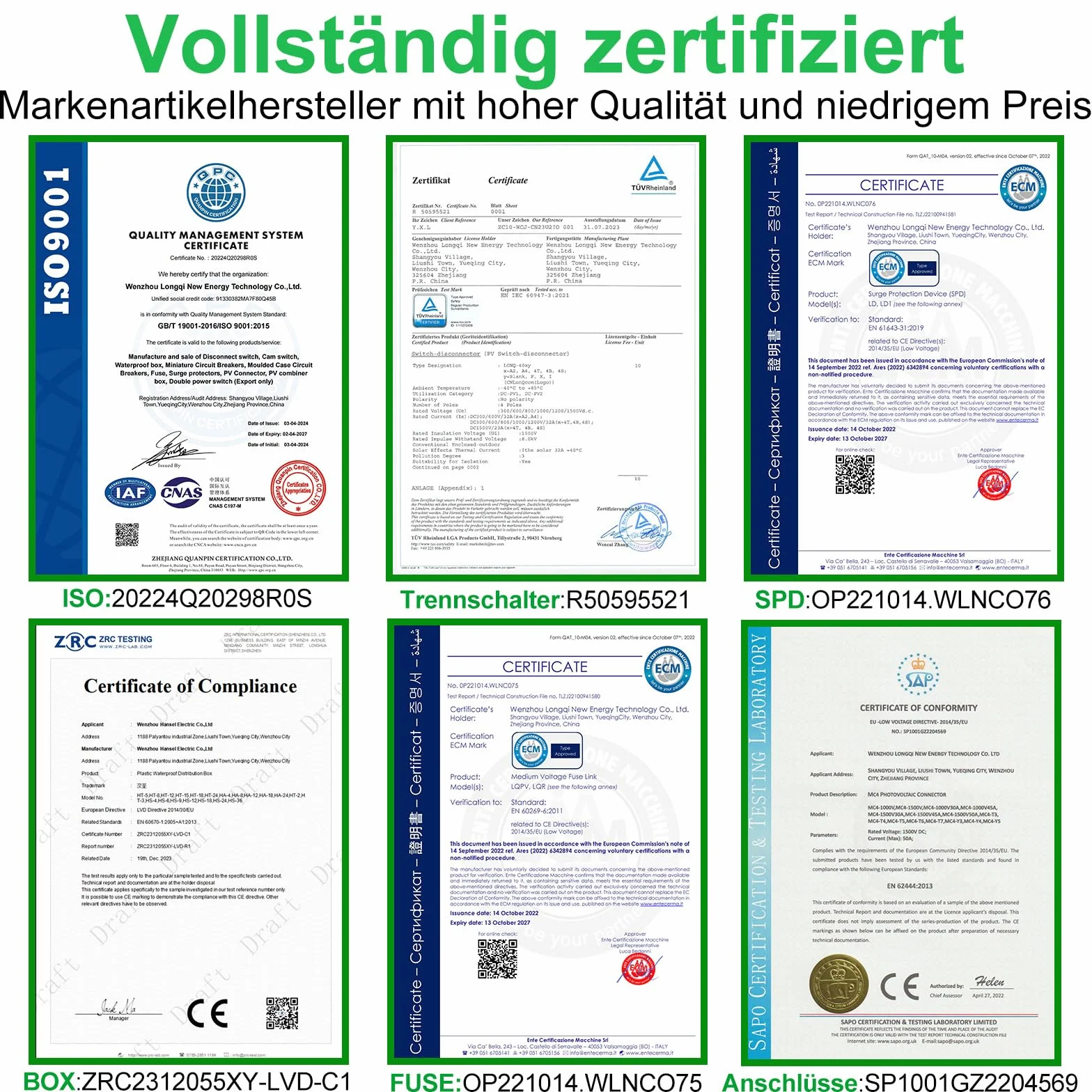 Überspannungsschutz PV Solar Anschlusskasten 2 String DC 1000V 32A Trennschalter Blitzschutz Mit 15A Sicherung IP65 2 In 2 Out Für PV Anlage Komplettset