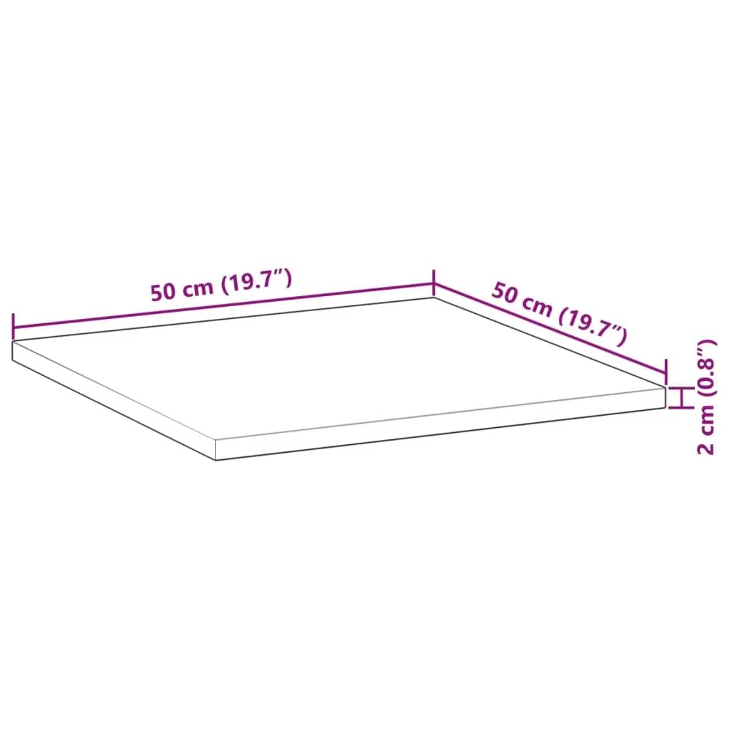 vidaXL Tischplatte, Holzplatte Quadratisch, Massivholzplatte für Esstisch Bartisch Beistelltisch, Ersatztischplatte, 50x50x2cm Massivholz Akazie