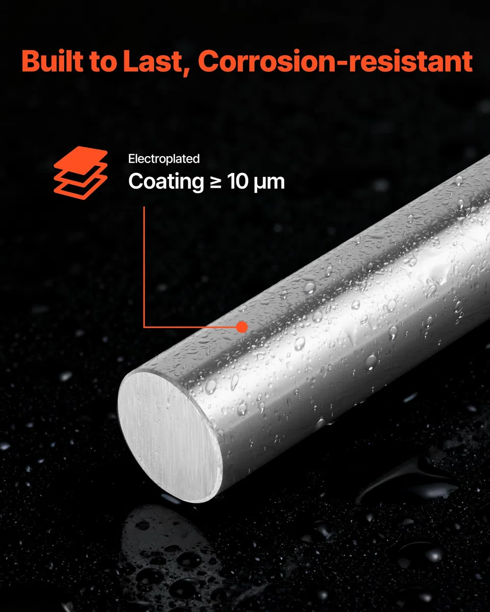 VEVOR Linearwellen, 25x1000 mm, Präszisionswelle aus SFC25-Kohlenstoffstahl, rostfrei & hochpräzise, Welle mit hoher Härte, Runde Stange für Schneid-, Schleif-, Fräs- & Bohrmaschinen, 2er-Pack