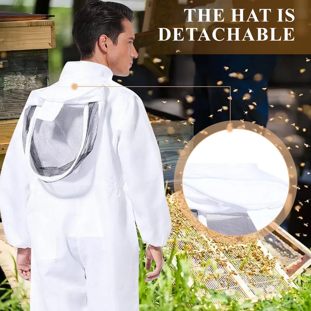 Imkeranzug Imkerei Anzug Ganzkörper Schutzanzug Schutzbekleidung mit Schleier, Kapuze, Handschuhe, Schutz Bienen-Outfit für den Garten und Imkereibedarf (XL)