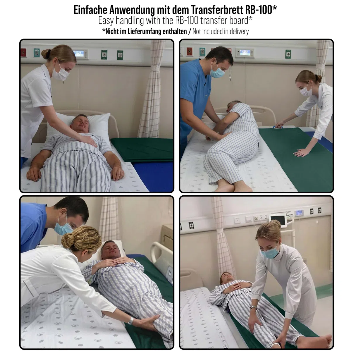 Pulox Ersatzbezug Grün für RB-100 Rollboard & Transferbrett | Abwaschbarer Austauschbezug für die Patientenumbettungshilfe, wechselbar, desinfizierbar und pflegeleicht