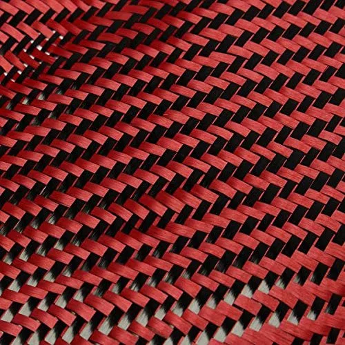 StickersLab - Hybridgewebe aus echter Kohlefaser und Aramid 190 g/m² 3K TWILL rot