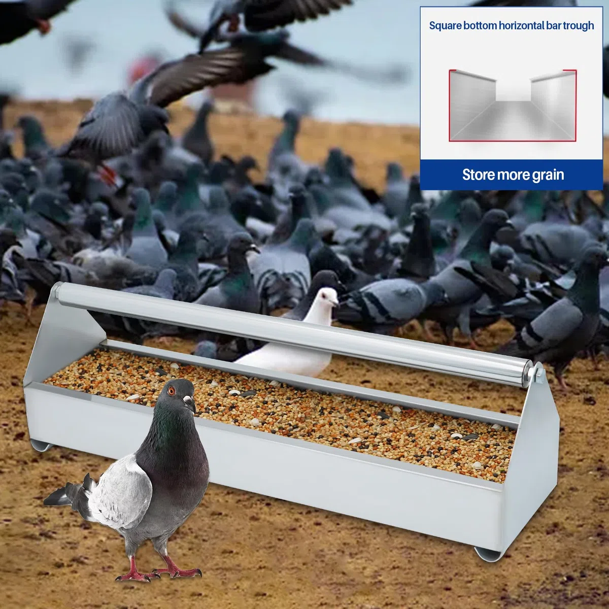 HüHner-Futterstation aus Robustem Edelstahl, Futterschale füR KüKen, Enten, Googse, Vogel, Tauben, Papageien, Zuhause, GeflüGel