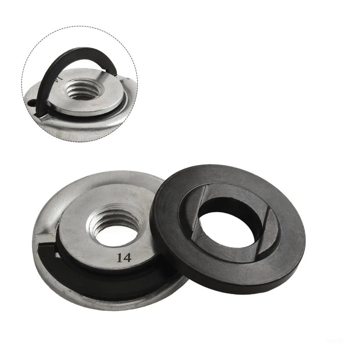 2-teilig für M14 Spannfutter für Winkelschleifer mit Schnellspannmutter und Doppelplatten-Klemmdesign, kompatibel mit Standardscheibengrößen