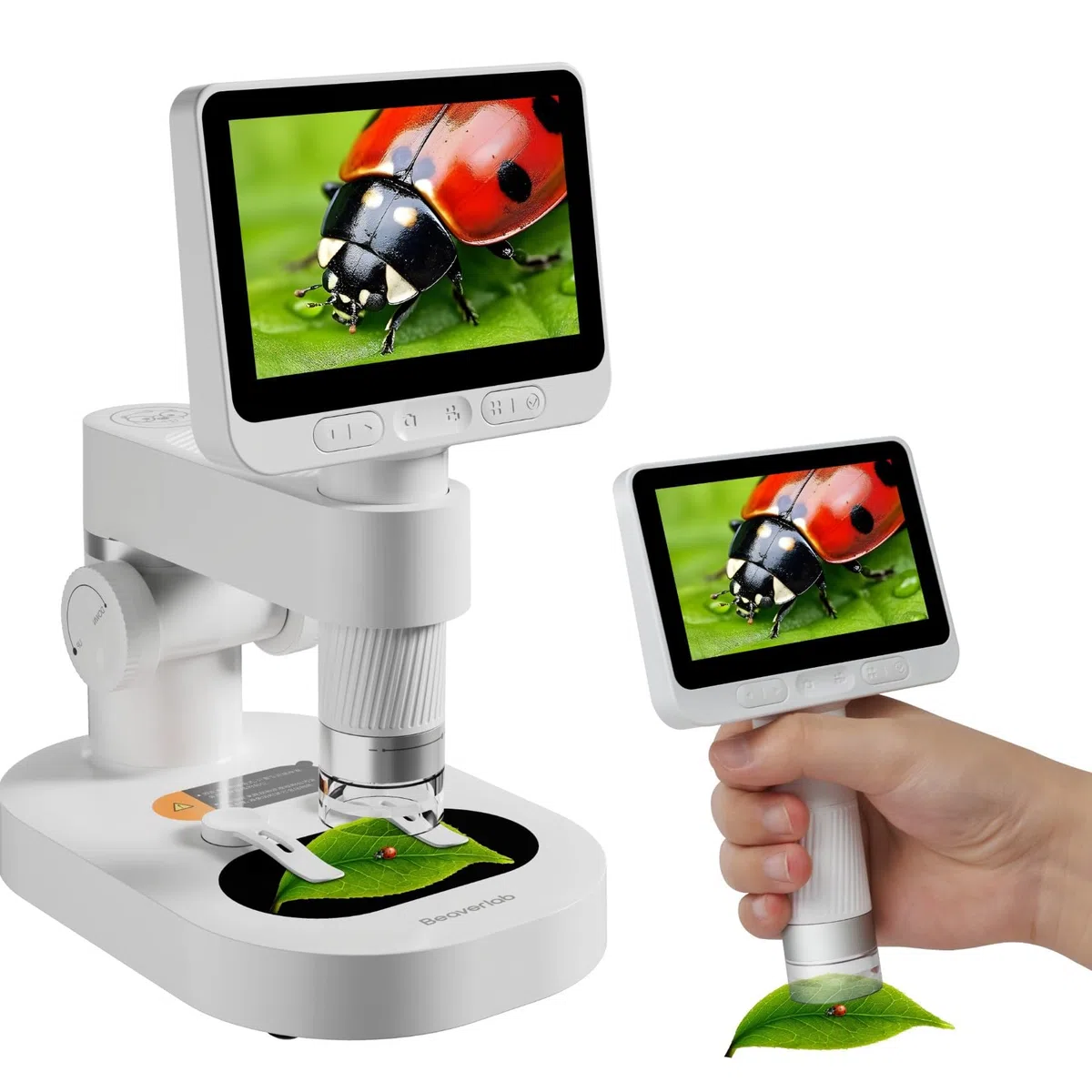 BEAVERLAB 4,0" IPS digitales Mikroskop 100X-1600X, Handheld Microscope 1080P HD Taschenmikroskop WiFi USB Mikroskop für Anfänger, Handy Mikroskop mit 8 einstellbaren LED-Lights, kompatibel mit PC/TV