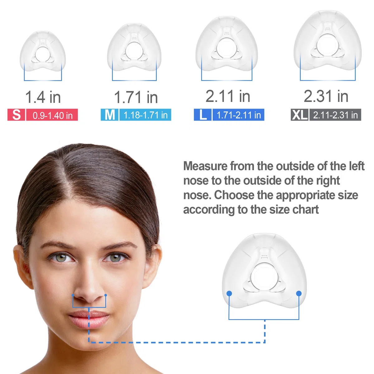 2er-Pack Ersatzmasken (L) für Airfit N20, bequeme Passform & weicheres Tragen, kompatibel mit Originalrahmen, hochwertiges & langlebiges Ersatzkissen-Zubehör, Hochwertiges CPAP-Zubehör von BlessEase