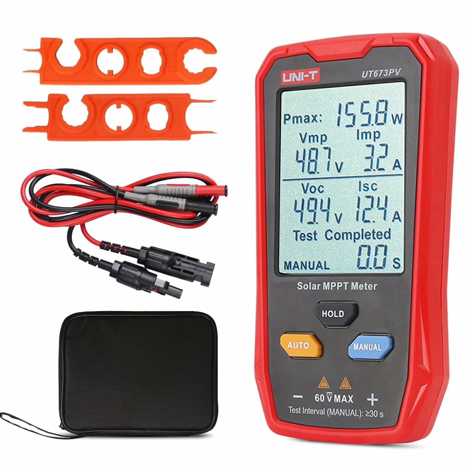 Solarpanel Tester, UT673PV 800W Photovoltaik Multimeter mit LCD-Display, Photovoltaik Solarpanel tester Leistungsmessgerät, Smart MPPT Leerlaufspannungs Fehlerbehebung, kein Strom erforderlich