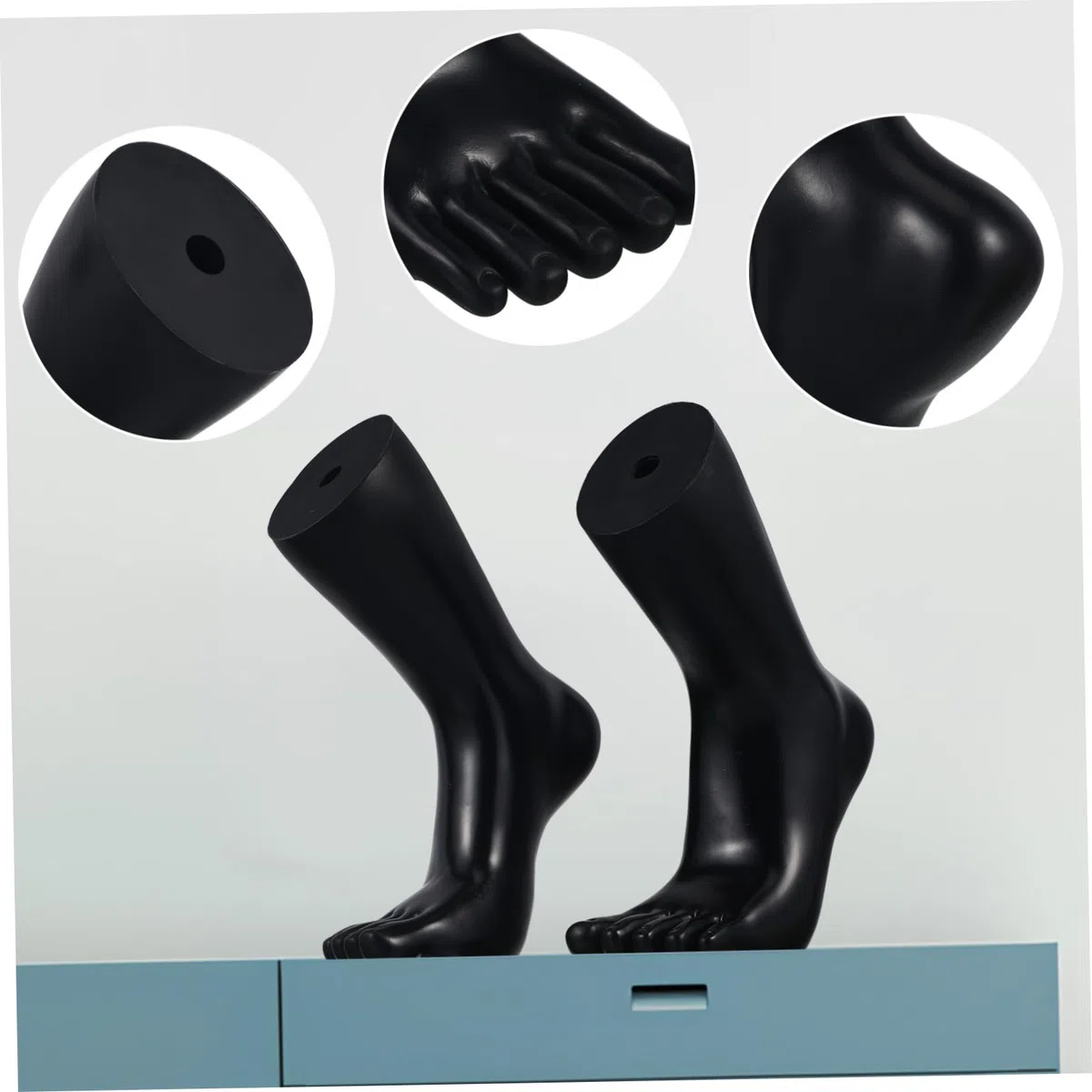 PRETYZOOM Fußmodell Schwarzer Vinyl Einzigartigem Design Socken aus Realistisches Farbe für Präsentation von Socken und Knöchelarmbändern im Einzelhandel und Ausstellungen