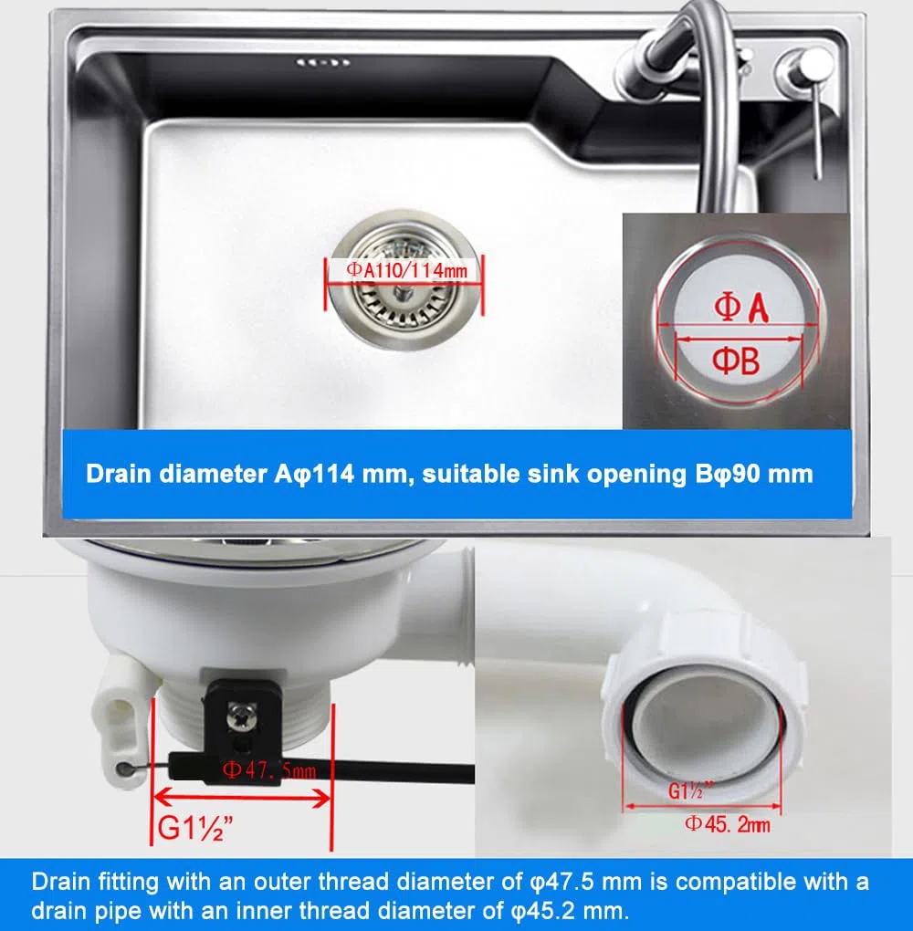 Sarini Siebkorb Exzenterventil mit Seil Drehexzenter Ablaufgarnitur Spüle G1-1/2 Durchmesser 114mm für Küchenspüle und Geschirrspüler Entwässerungslösungen