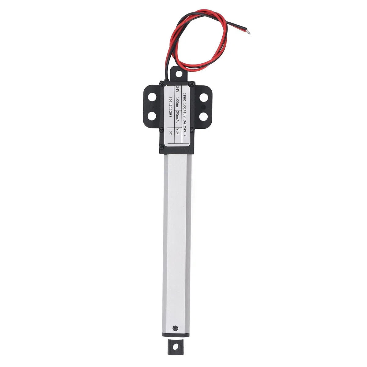 Mini Electric Linear Actuator, 24V, 20N, 30mm/s, 100mm Hub, Alu ABS, IPX4-Widerstand