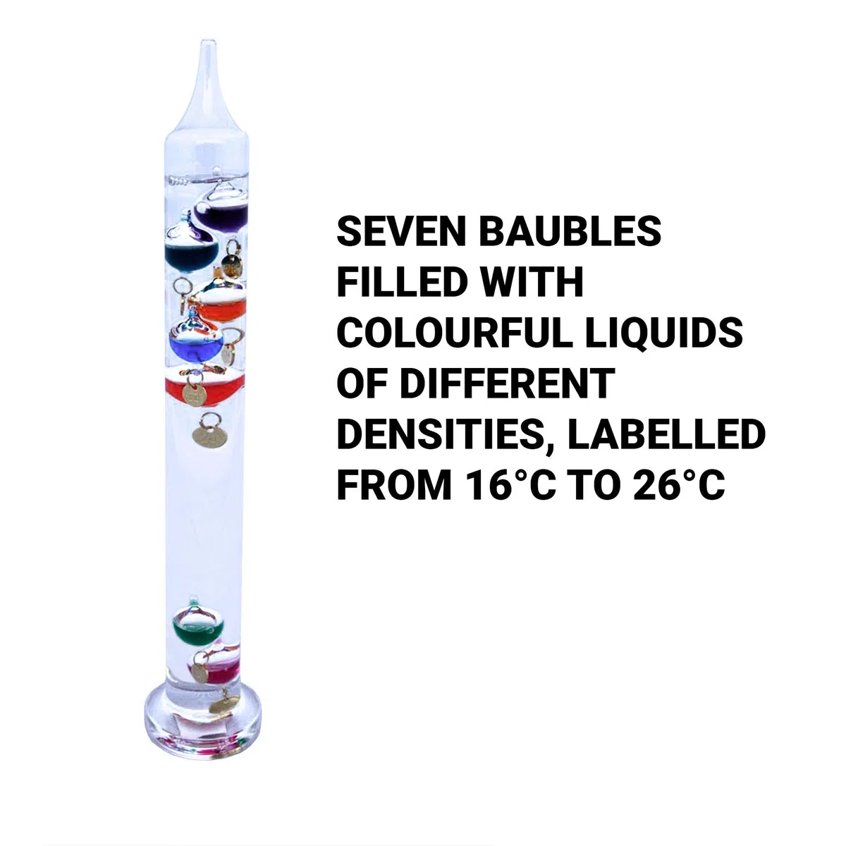 30cm tall Free standing galileo thermometer