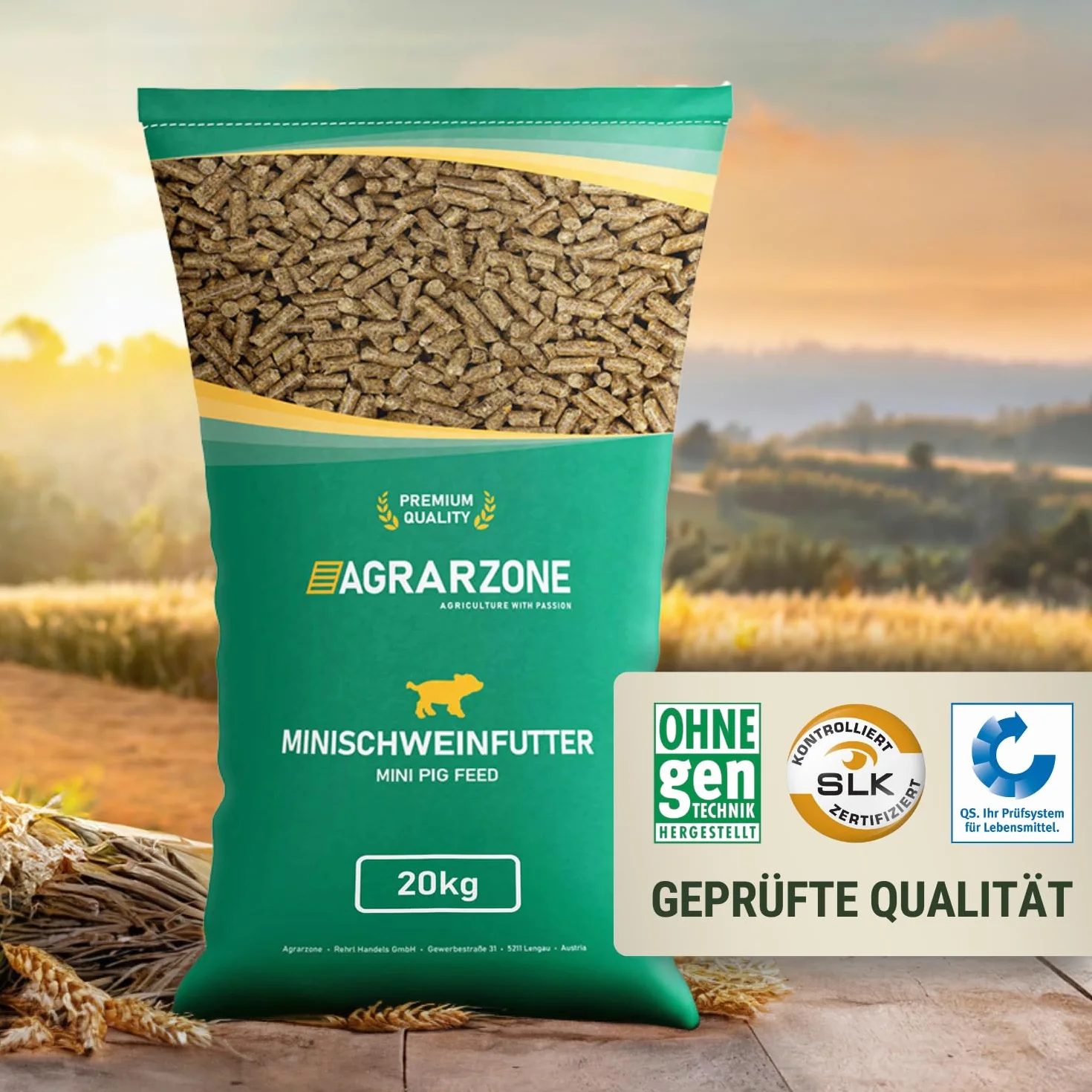 Agrarzone Minischweinfutter Pellets 20 kg Minischwein Hängebauchschwein | Zwergschweine, Teacup, Gentechnikfrei, gereinigt
