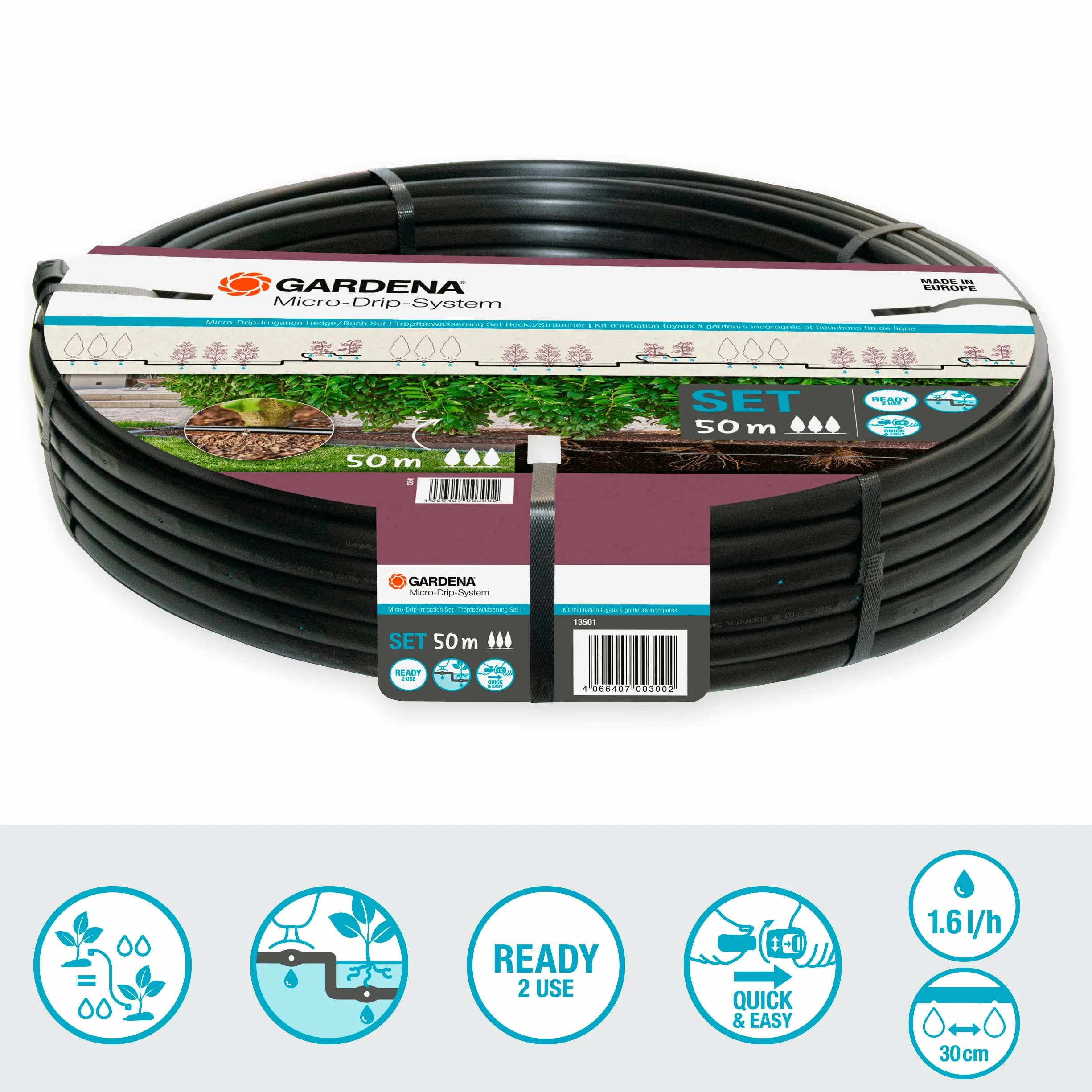 Gardena Micro-Drip-System Set Sträucher/Hecken 50 m