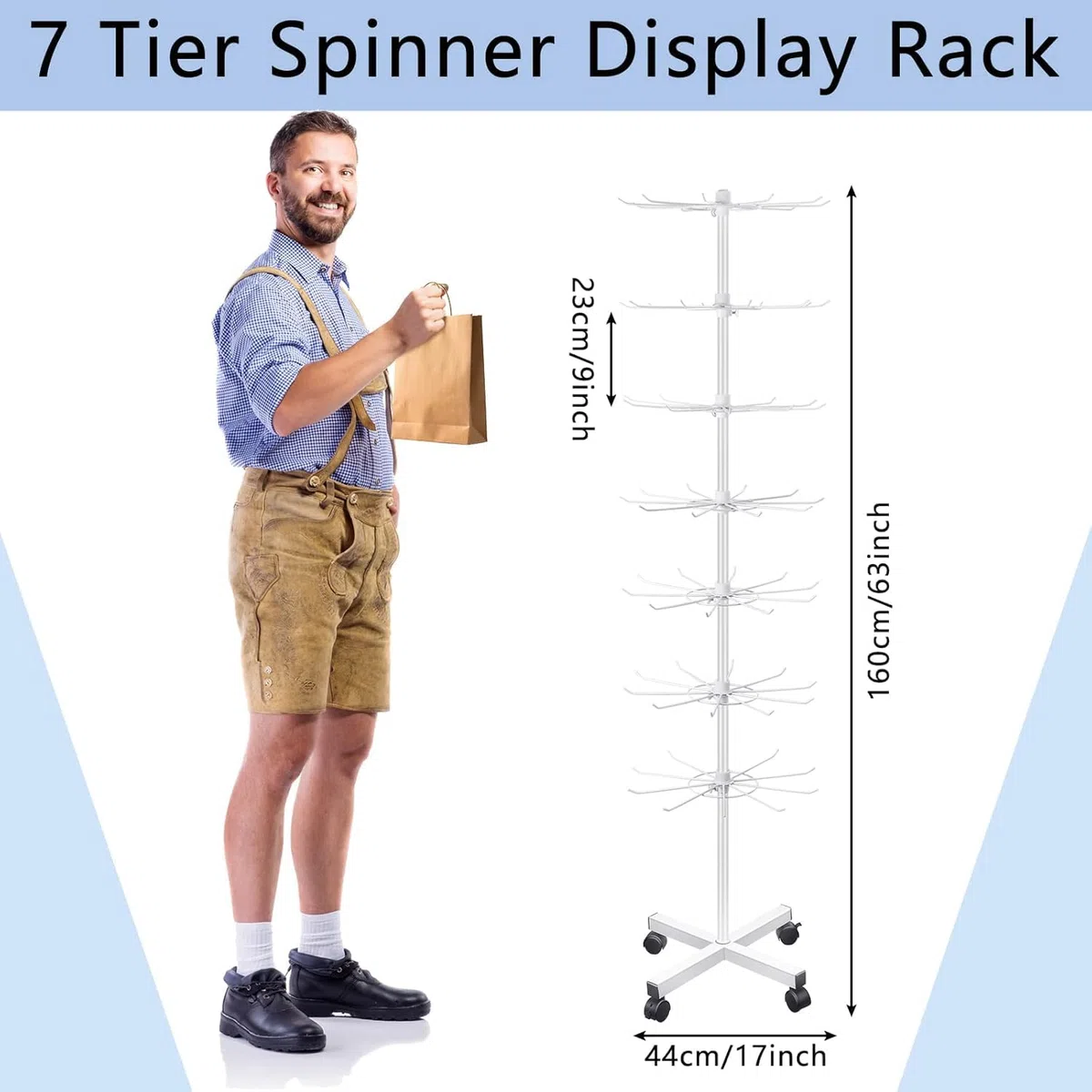 NEWFUN 7-stöckiges verkaufsständer multifunktionales Drehregal,Metall-Display-Regal,Geeignet Für Einzelhandelsgeschäfte Und Supermärkte, Zur Präsentation Von Hüten, Schals, Schmuck, Accessoires usw