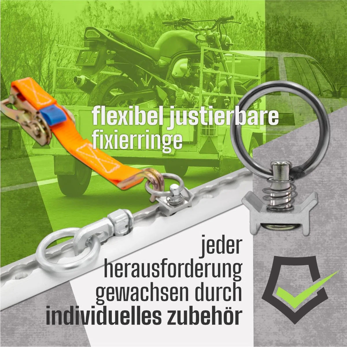 Airlineschiene halbrund Silber eloxiert 2X 2,0 Meter (1975mm) mit 4 Ösen und 4 Endkappen, Alu Zurrschiene robust, hohe Stabilität und Langlebigkeit, Anhänger, PKW, LKW, Camper, Wohnmobil