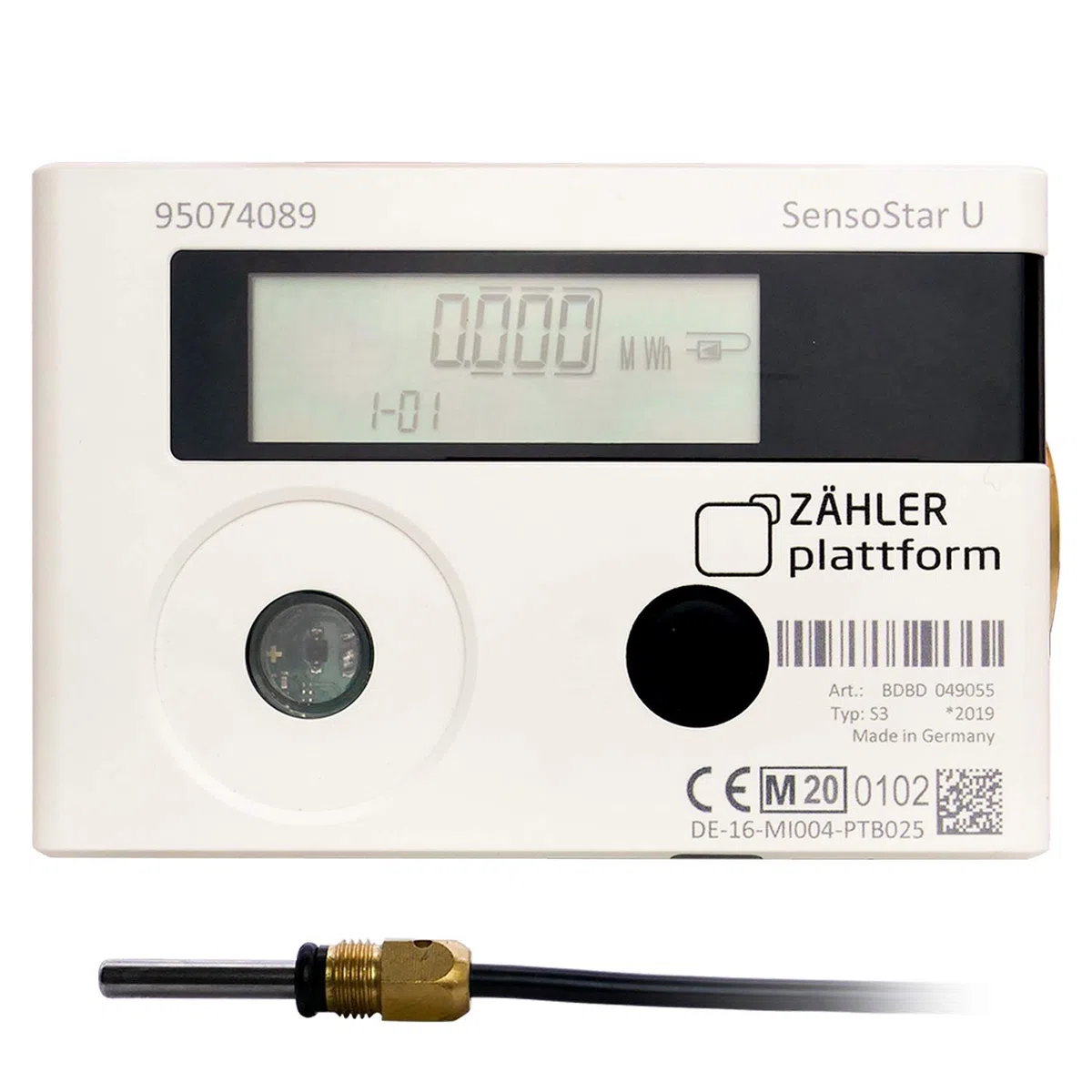 Wärmezähler SensoStar U Eichung 2026 Ultraschall Kompaktwärmezähler Nenndurchfluss Qn 3,5 m³/h, Anschlussgewinde 1 Zoll, Baulänge 130 mm, Temperaturfühler Ø 5,0 mm Wärmemengenzähler