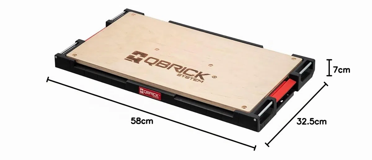 QBRICK - Arbeitsplatte - Verbinder für QS TWO und QS PRO Serie - 580x325x70mm - Maximale Belastbarkeit 100kg - System One Adapter Multi Work Platform