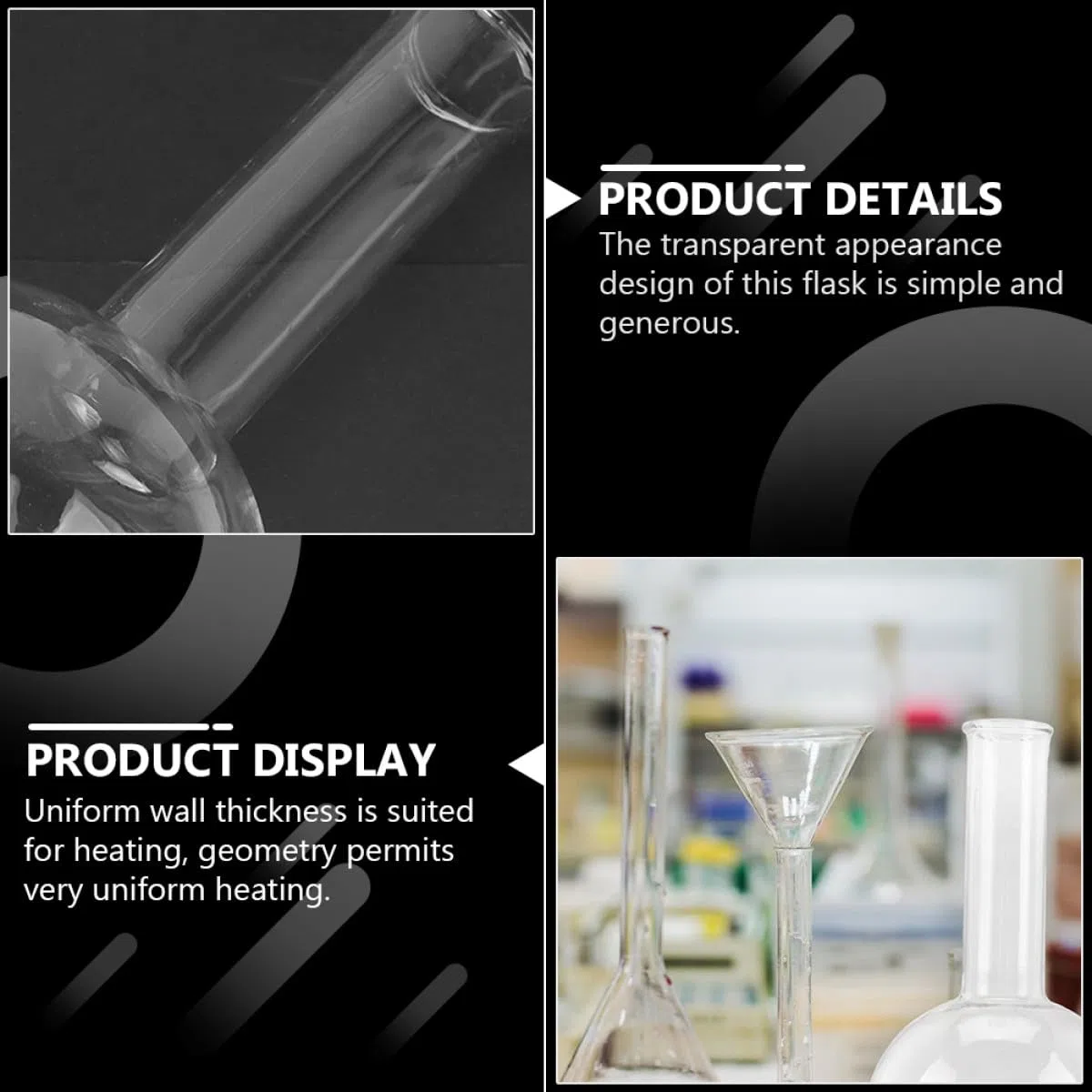 3 Stück pack Rundkolben Laborkolben aus Glas 250 Ml mit Flachem Boden Transparente Flasche für Labor und Bildung Gleichmäßige Erwärmung Leicht zu Beobachten