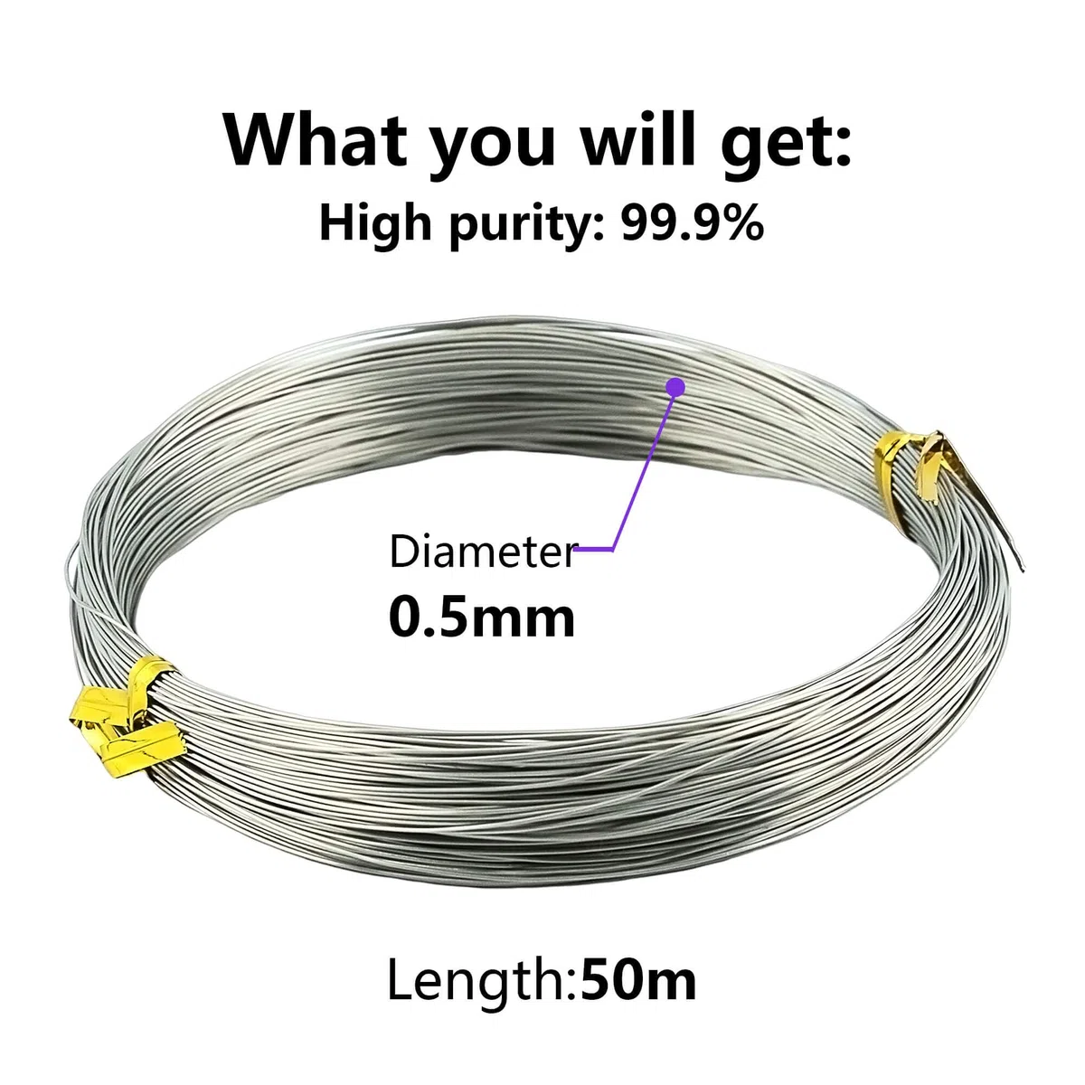 Nickel Draht Ø0,5mm-50M;Nickeldraht Reines 99.9% Nitionoldrähte Für Die Herstellung in Der Chemischen Industrie,Nickelanode,Rein Metall Ni Heizdraht Wickeldraht