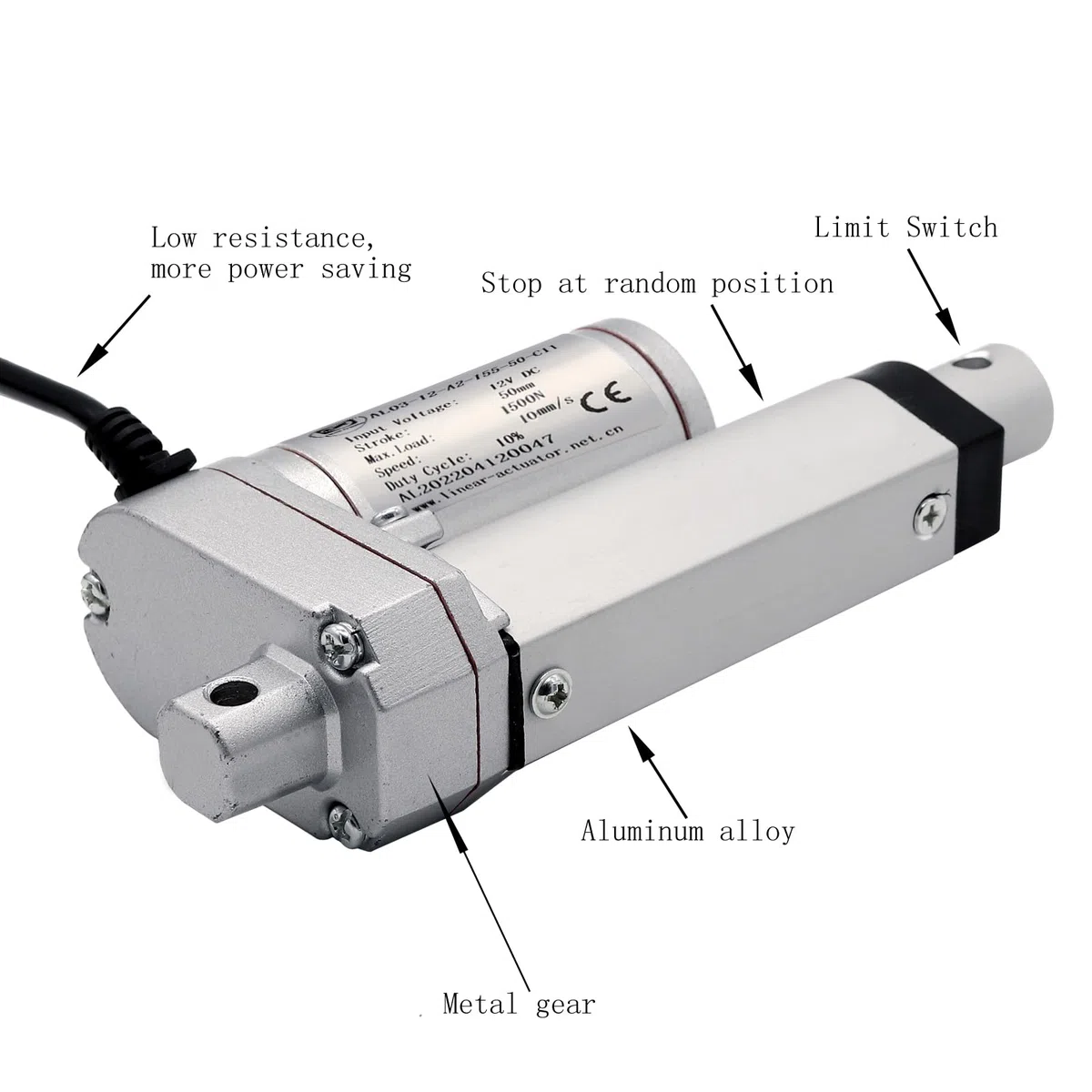 1500N 50mm Linearmotor, 12v DC Linear Actuator Motor Elektro Zylinder Schubstangenmotor für Auto,Möbel,RV,Türöffner,Industrielle Landwirtschaft, Gefäße usw (50mm)