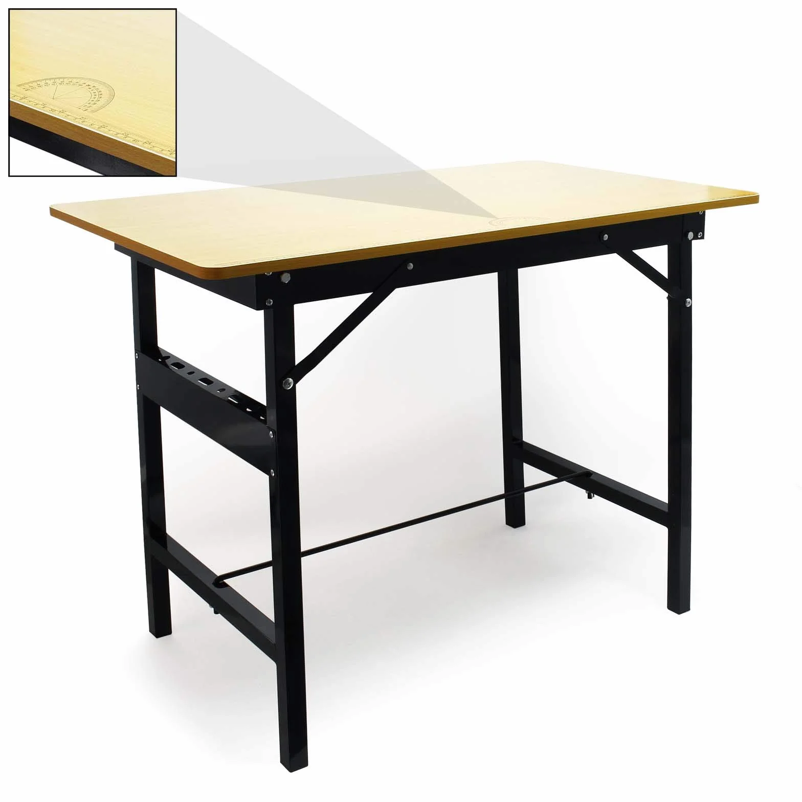 Wiltec Werkbank 100 x 60 x 76 cm klappbar, Werktisch faltbar, linierter Arbeitstisch bis 150 kg belastbar, Werkstatteinrichtung aus Stahl und Holz