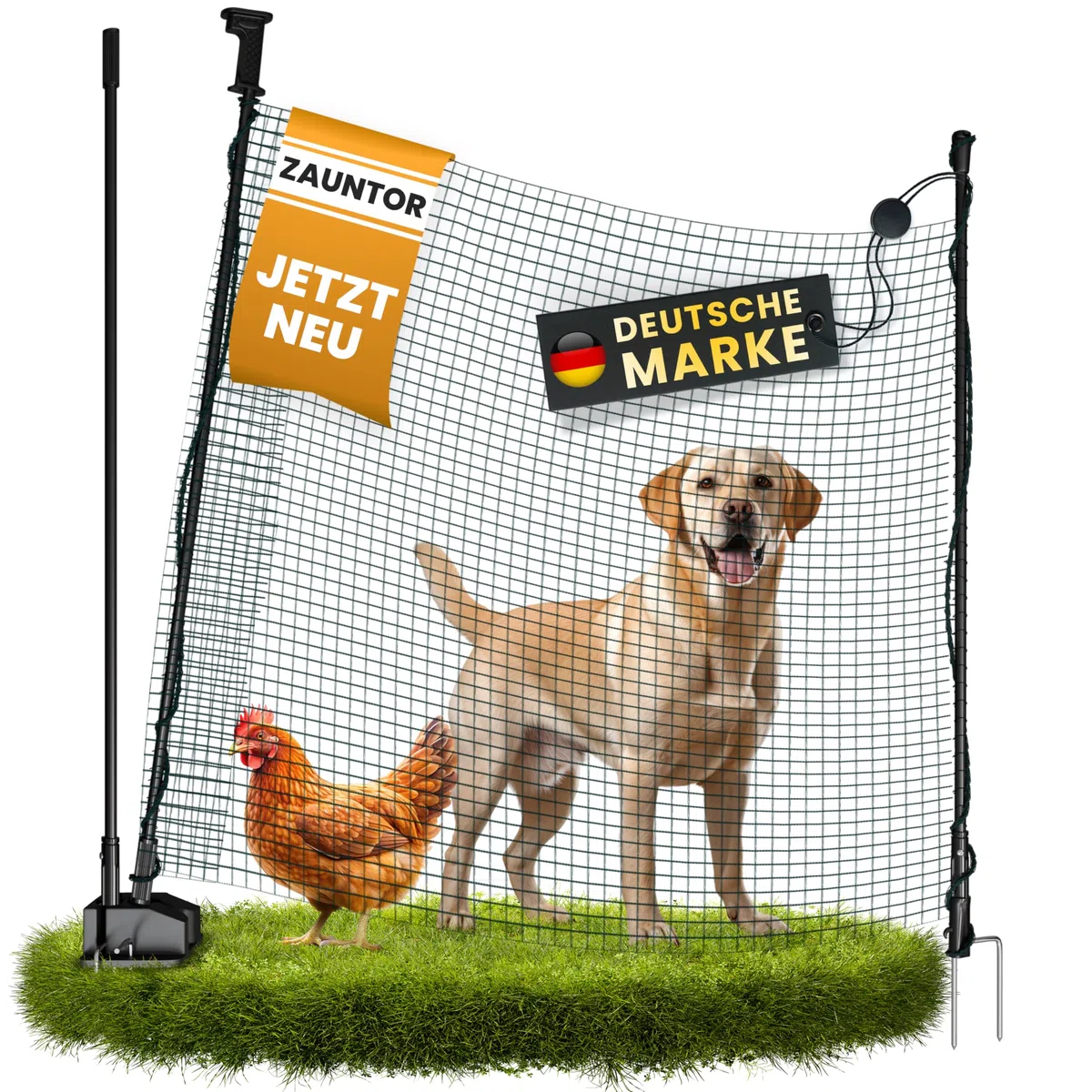 NATURIZ® Weidezaun Tor mit Einhand-Öffnung – mobiles Zauntor für Camping, Garten & Weide – Weidetor mit schnellem Auf- & Abbau, ohne Strom