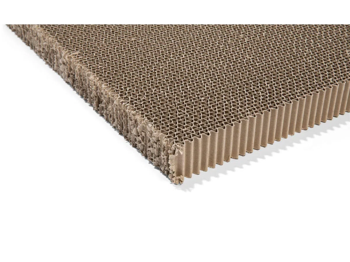 Pappwabenplatte unkaschiert, 4 cm x 75 cm x 100 cm, Wabenplatte mit einem Gewicht von 57 kg/m³, Wellkarton als Füllmaterial oder Wanddekor, braun