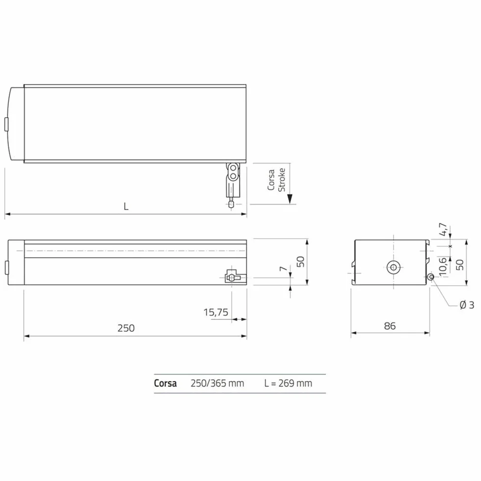 Kettenantrieb Mingardi Micro 02 Hub 250/365 mm 230 V 150/300 N (Silber)