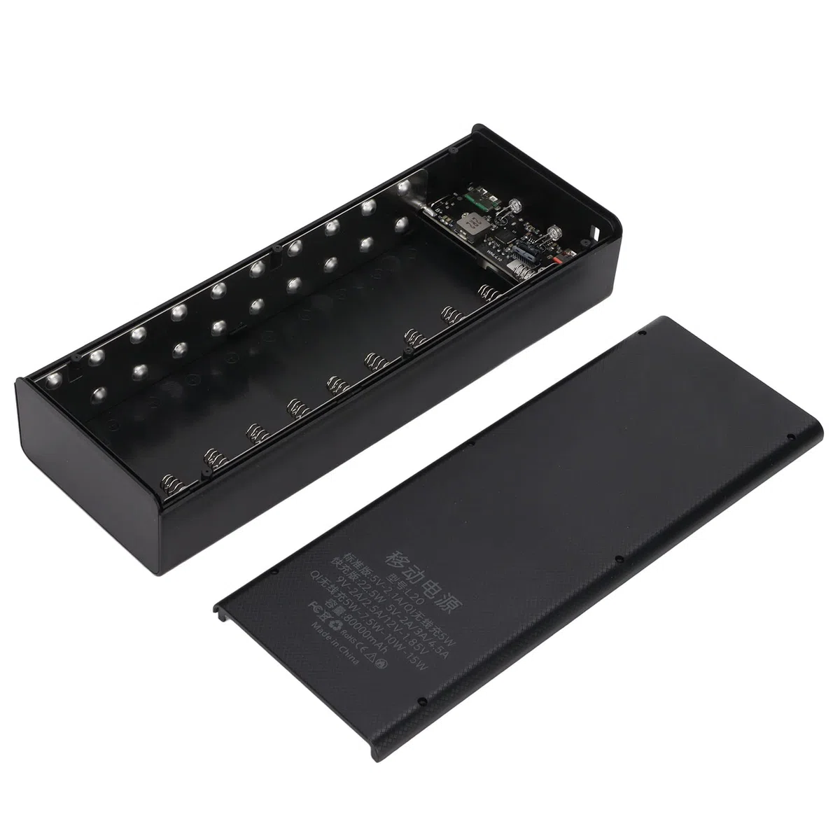 22,5 W Powerbank Gehäuse, Dual USB Schnellladung DIY Batteriegehäuse mit DREI Eingangsanschlüssen, Abnehmbares LCD 20x Batteriegehäuse(Schwarz)