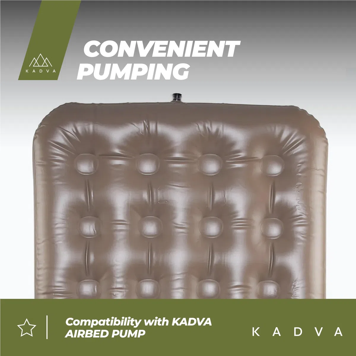 KADVA SINBED Single Luftmatratze in Beige (191x99x22 cm), Tragkraft 140 kg, auslaufsicher mit Doppelventil, PVC, Reparaturflicken. Ideal für Camping, Reisen, Zusatzbett.