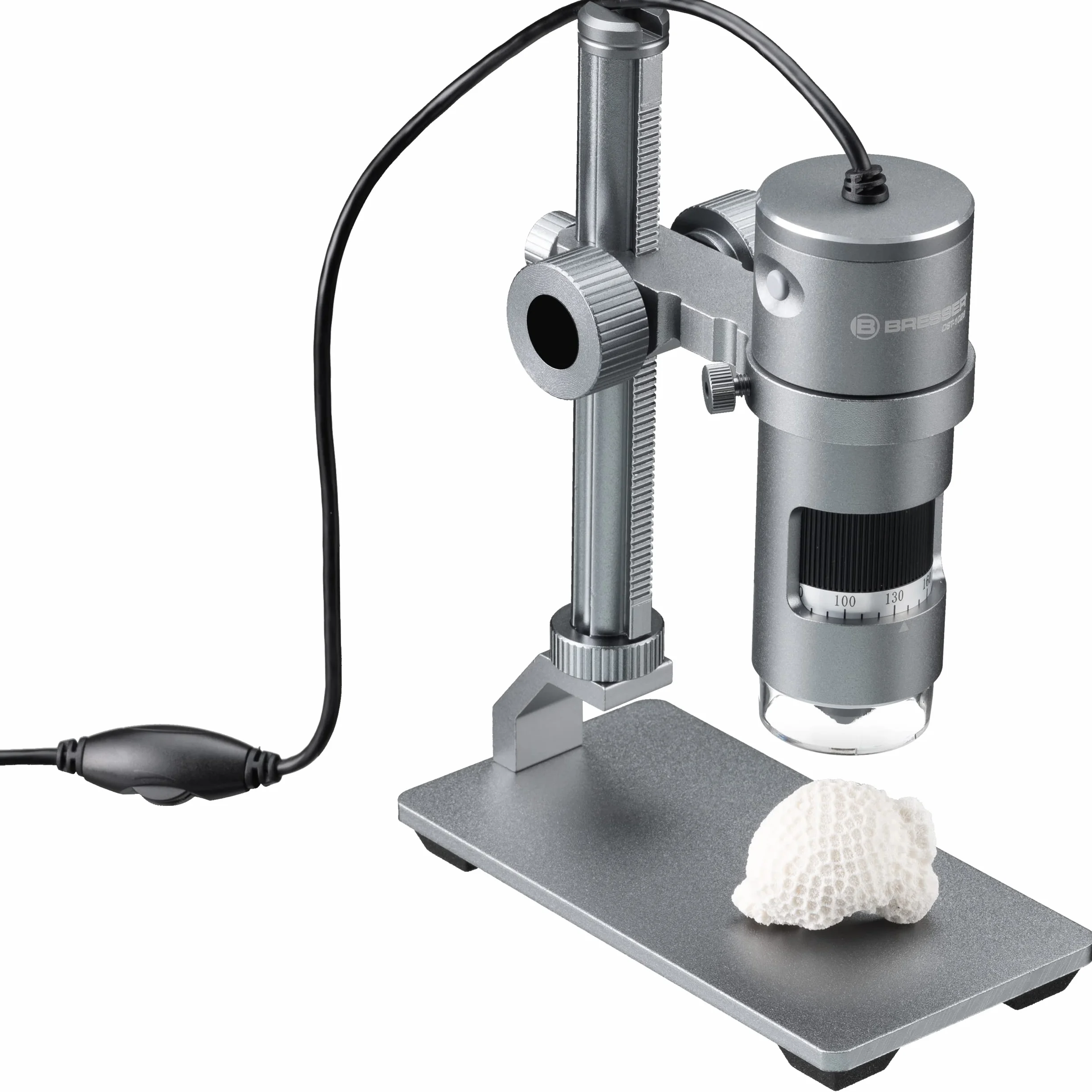 Bresser Digitales Mikroskop mit LED Ringlicht, Auflichtmikroskop DST-1028 mit USB Anschluss für PCS, 5,1MP
