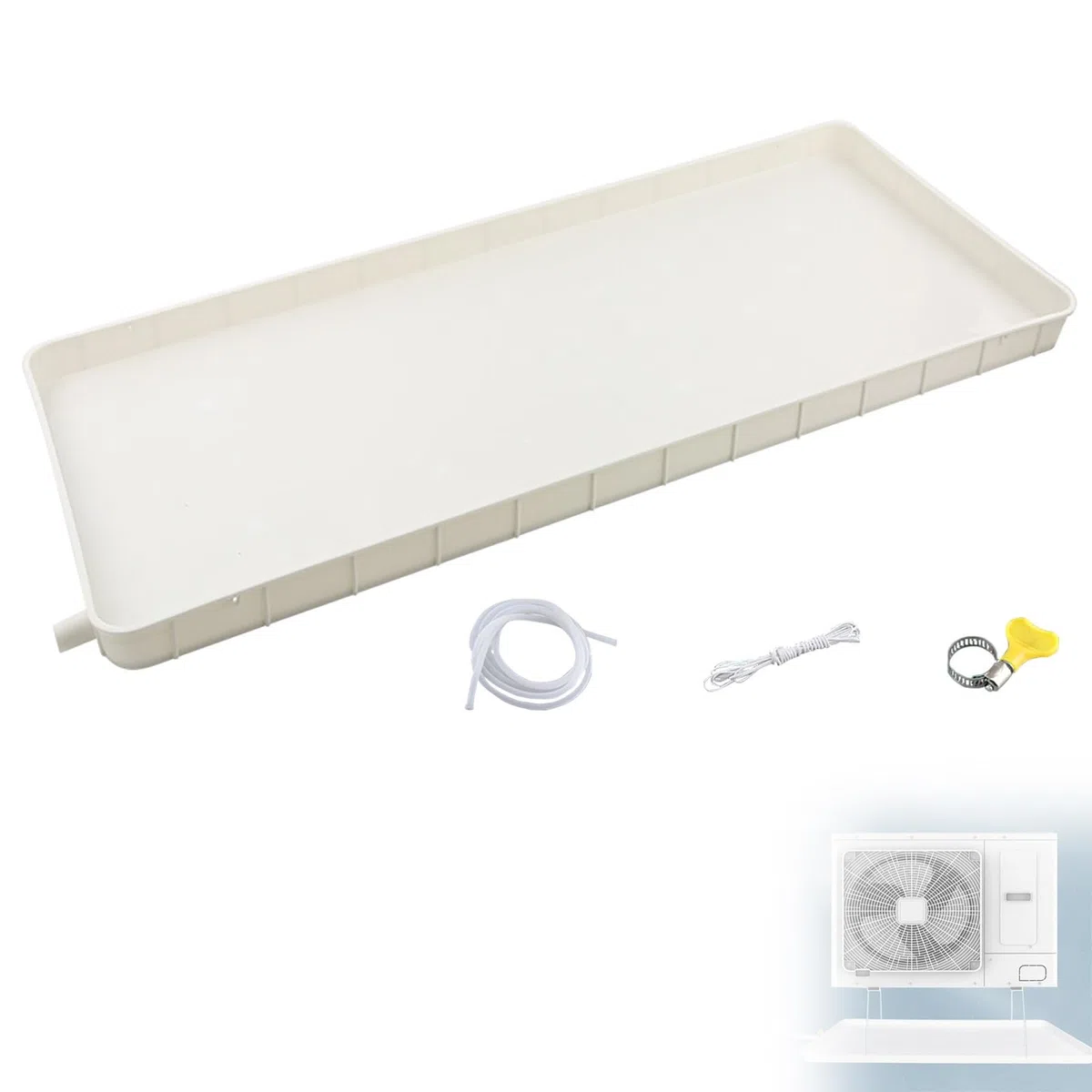 Auffangwanne für Klimaanlage, Plastik Wanne mit Ablaufloch und Schlauch, Ideal für Split-Klimaanlagen mit Wärmepumpe für Den Innen- und Außenbereich(81.5x32cm/32x13in)